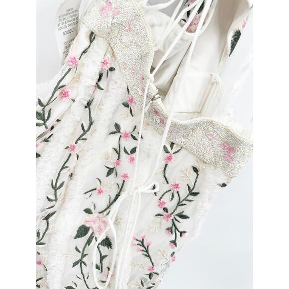 Mac Duggal 70160 Embroidered Ruffle Cut Out Lace Up Gown Garden Party 8 NWT - Picture 4 of 10